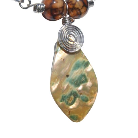 Handmade Diamond Mother of Pearl Pendant - Picture 3 of 3